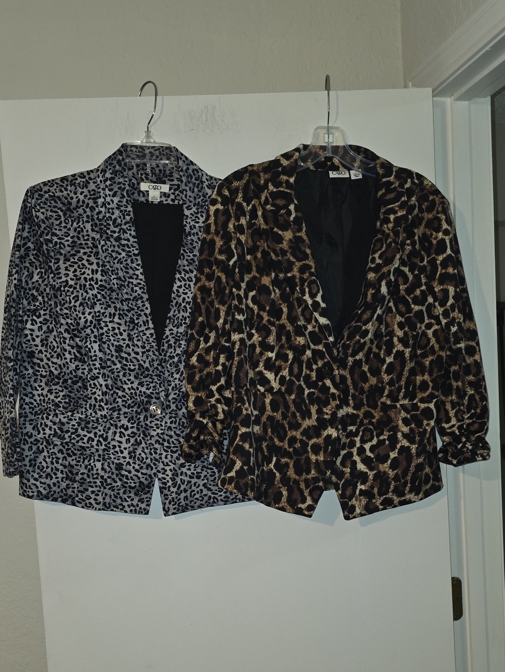 Set Of 2 Cato Leopard Print Blazer Jacket - Brown and Gray Prints